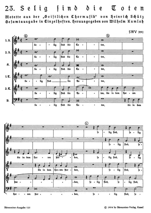 Selig sind die Toten SWV 391 -Motet- (no. 23 from "Geistliche Chormusik 1648") Motet 經文歌 騎熊士版 | 小雅音樂 Hsiaoya Music