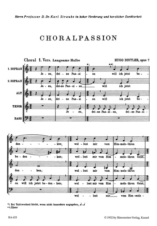 Choralpassion nach den vier Evangelien op. 7 (1933) 合唱受難曲 騎熊士版 | 小雅音樂 Hsiaoya Music