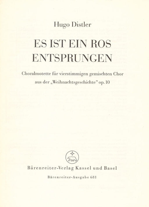 Es ist ein Ros entsprungen op. 10 (1933) -Chorale partita on the Weihnachtsgeschichte (Christmas Story)- Chorale partita on the Christmas Story 合唱古組曲 合唱古組曲 騎熊士版 | 小雅音樂 Hsiaoya Music