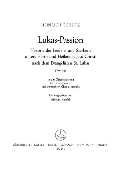 Lukas-Passion SWV 480 受難曲 騎熊士版 | 小雅音樂 Hsiaoya Music