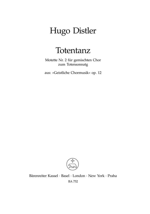 Totentanz op. 12/2 -Motet no. 2 from "Geistliche Chormusik" op. 12- Motet no. 2 from "Geistliche Chormusik" op. 12 死之舞 經文歌 騎熊士版 | 小雅音樂 Hsiaoya Music
