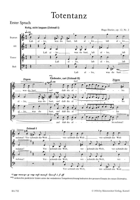 Totentanz op. 12/2 -Motet no. 2 from "Geistliche Chormusik" op. 12- Motet no. 2 from "Geistliche Chormusik" op. 12 死之舞 經文歌 騎熊士版 | 小雅音樂 Hsiaoya Music