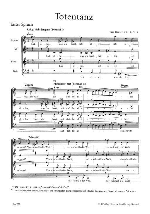Totentanz op. 12/2 -Motet no. 2 from "Geistliche Chormusik" op. 12- Motet no. 2 from "Geistliche Chormusik" op. 12 死之舞 經文歌 騎熊士版 | 小雅音樂 Hsiaoya Music
