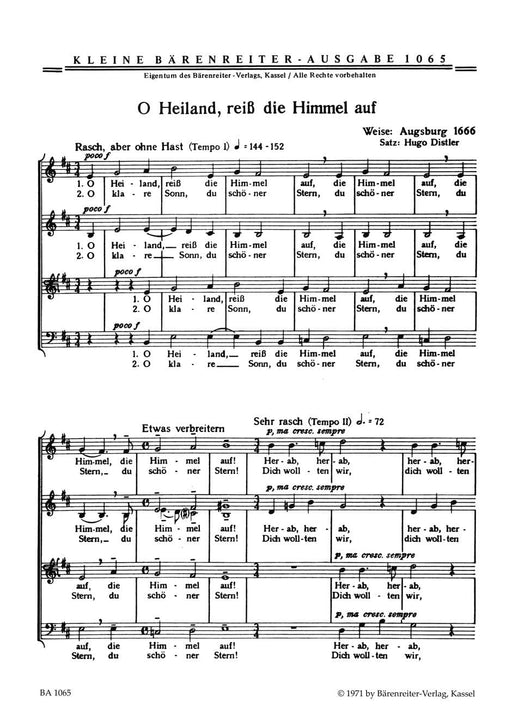 O Heiland, reiß die Himmel auf -Liedmotette- Liedmotette 經文歌 騎熊士版 | 小雅音樂 Hsiaoya Music