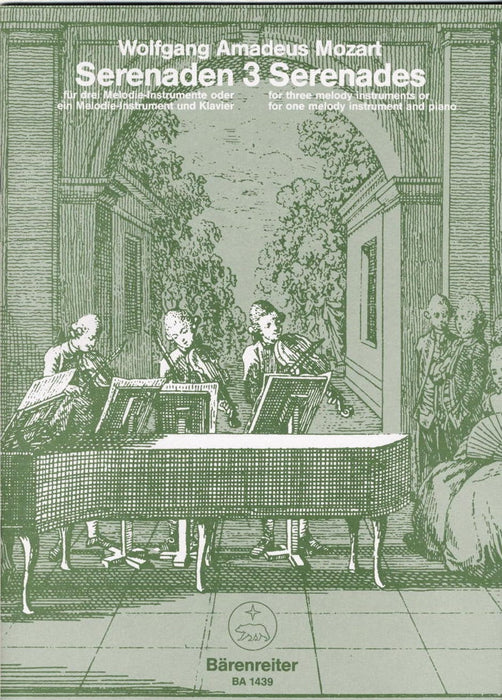 Serenades for three melody instruments or for one melody instrument and piano, Volume 3 C major K. 439b/3 莫札特 小夜曲 旋律 旋律樂器 鋼琴 騎熊士版 | 小雅音樂 Hsiaoya Music