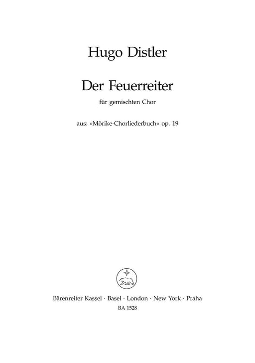 Der Feuerreiter (Sehet ihr am Fensterlein dort die rote Mütze wieder?) (aus "Mörike-Chorliederbuch" op. 19) 騎熊士版 | 小雅音樂 Hsiaoya Music