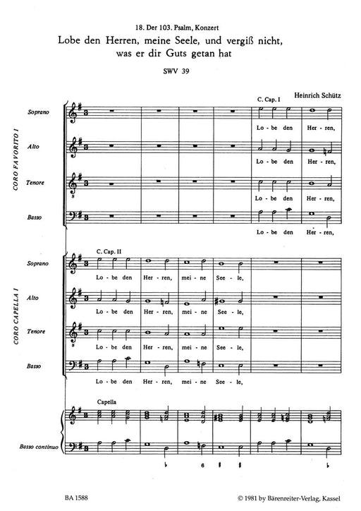 Konzert "Lobe den Herrn, meine Seele" SWV 39 -Psalm 103- (aus "Psalmen Davids") Psalm No. 103 協奏曲 詩篇 騎熊士版 | 小雅音樂 Hsiaoya Music