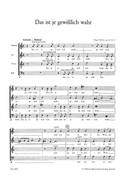 Das ist je gewisslich wahr -Motette zum 14. Sonntag nach Trinitatis- (Nr 8 aus "Geistliche Chormusik" op. 12 (1934-1941)) Motet for the 14th Sunday after Trinity 經文歌 騎熊士版 | 小雅音樂 Hsiaoya Music