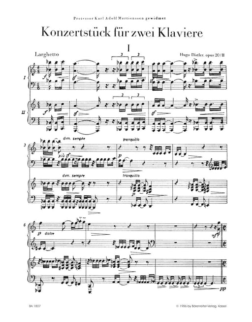 Konzertstück für zwei Klaviere op. 20/2 (1940) (nach dem String Quartet op. 20/1) 協奏曲 弦樂四重奏 騎熊士版 | 小雅音樂 Hsiaoya Music