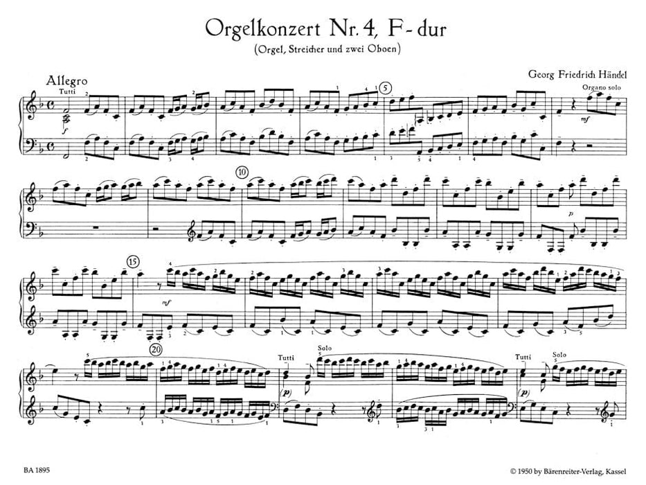 Orgelkonzerte II op. 4/4-6 (arranged for Organ solo) 韓德爾 協奏曲 管風琴 獨奏 騎熊士版 | 小雅音樂 Hsiaoya Music