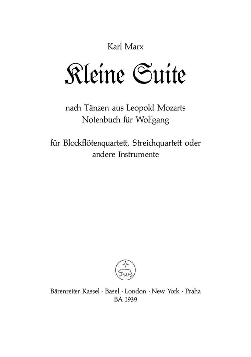 Kleine Suite nach Tänzen aus Leopold Mozarts Notenbuch für Wolfgang 組曲 騎熊士版 | 小雅音樂 Hsiaoya Music
