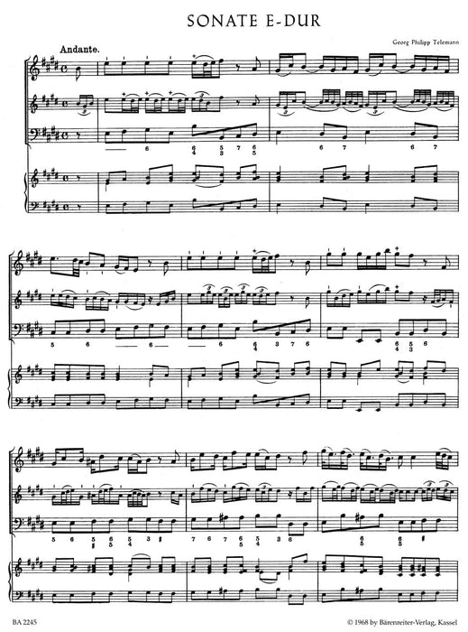 Twelve Methodical Sonatas for Violin (Flute) and Bc (Volume 5) 泰勒曼 奏鳴曲 小提琴 長笛 騎熊士版 | 小雅音樂 Hsiaoya Music