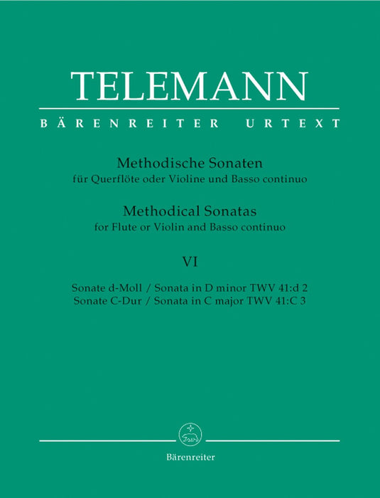 Methodical Sonatas for Violin (Flute) and Bc (Volume 6) 泰勒曼 奏鳴曲 小提琴 長笛 騎熊士版 | 小雅音樂 Hsiaoya Music