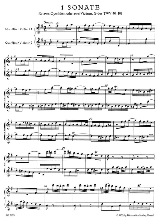 Six Sonatas for Two Violins (or Two Flutes) op. 2 TWV 40:101, 102, 104 (Volume I) 泰勒曼 奏鳴曲 小提琴 長笛 騎熊士版 | 小雅音樂 Hsiaoya Music