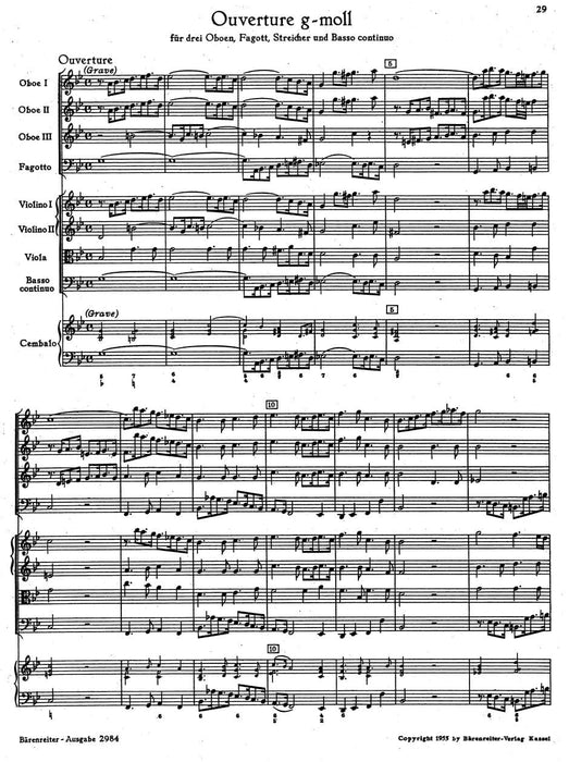 Ouverture für drei Oboen, Fagott, Streicher und Basso continuo g-Moll TWV 55:g4 泰勒曼 序曲 雙簧管 騎熊士版 | 小雅音樂 Hsiaoya Music