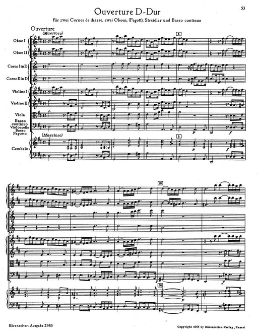 Ouverture für two Cornes de chasse, two Oboen (Fagotte), Streicher und Basso continuo D-Dur TWV 55:D21 泰勒曼 序曲 雙簧管 騎熊士版 | 小雅音樂 Hsiaoya Music