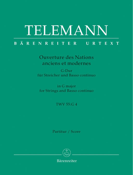 Ouverture des Nations anciens et modernes für Streicher und Basso continuo G-Dur TWV 55:G4 泰勒曼 序曲 騎熊士版 | 小雅音樂 Hsiaoya Music