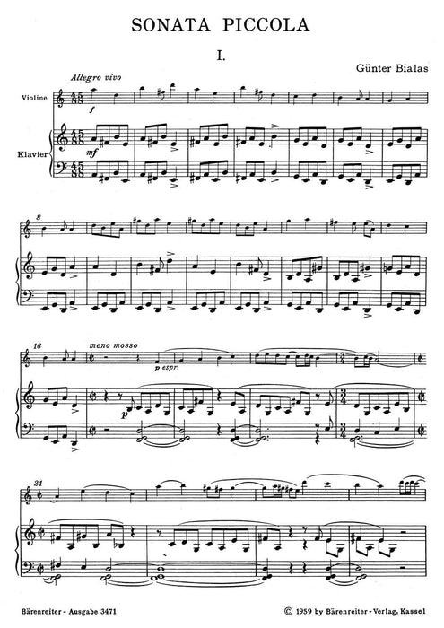 Sonata piccola für Violine und Klavier (1957) 奏鳴曲 小提琴 騎熊士版 | 小雅音樂 Hsiaoya Music