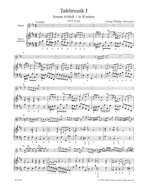 Sonate for Flute and Basso continuo Nr. 1 B minor TWV 41:h4 -"Tafelmusik I"- Tafelmusik I 泰勒曼 長笛 宴席音樂 騎熊士版 | 小雅音樂 Hsiaoya Music