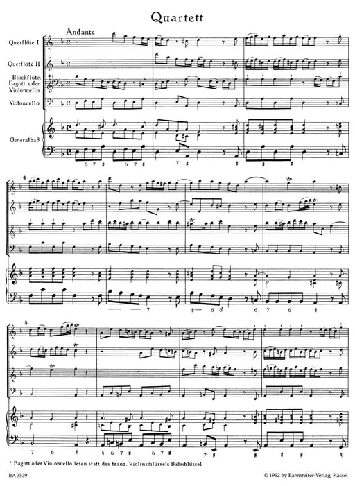Quartett für two Querflöten, Blockflöte (Fagott, Violoncello), Violoncello und Basso continuo d-Moll TWV 43:d1 -"Tafelmusik II"- Tafelmusik II 泰勒曼 四重奏 大提琴 宴席音樂 騎熊士版 | 小雅音樂 Hsiaoya Music