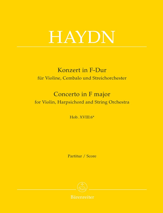 Concerto for Violin, Harpsichord and String Orchestra F major Hob XVIII:6* 海頓 協奏曲 小提琴大鍵琴 弦樂團 騎熊士版 | 小雅音樂 Hsiaoya Music