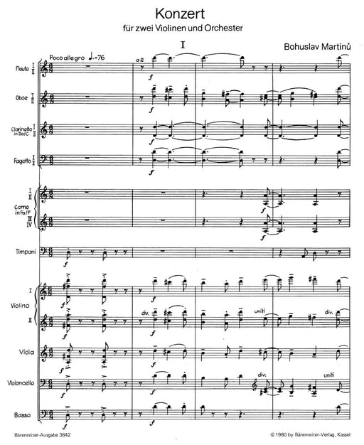 Concerto for Two Violins and Orchestra (1950) 馬悌努 協奏曲 小提琴 管弦樂團 騎熊士版 | 小雅音樂 Hsiaoya Music