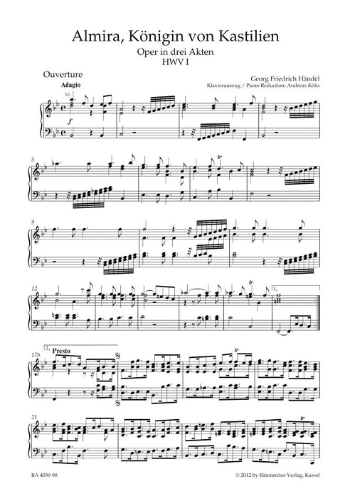 Almira, Queen of Castile HWV 1 -Opera in three acts- Opera in 3 acts 韓德爾 歌劇 騎熊士版 | 小雅音樂 Hsiaoya Music