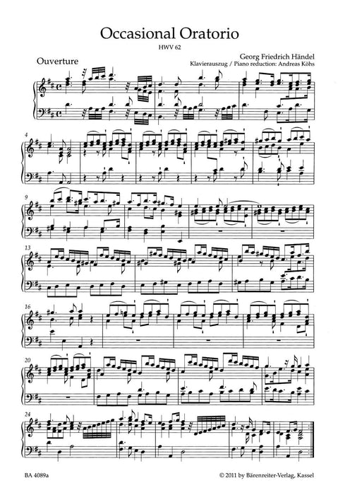Occasional Oratorio HWV 62 -Oratorio in three parts- Oratorio in 3 parts 韓德爾 三聲部神劇 騎熊士版 | 小雅音樂 Hsiaoya Music