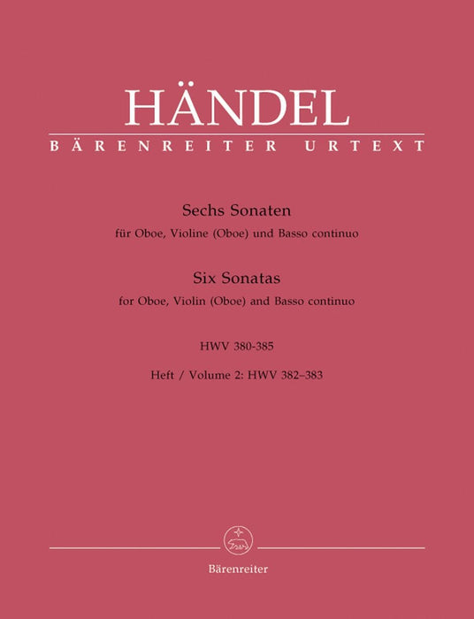 six Sonaten für Oboe, Violine (Oboe) und Basso continuo (Heft 2) 韓德爾 雙簧管 小提琴 騎熊士版 | 小雅音樂 Hsiaoya Music