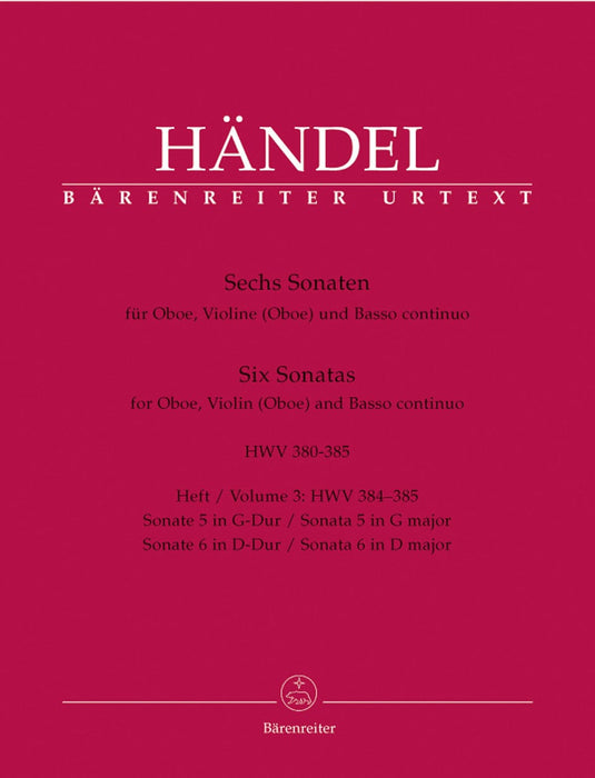 six Sonaten für Oboe, Violine (Oboe) und Basso continuo (Heft 3) 韓德爾 雙簧管 小提琴 騎熊士版 | 小雅音樂 Hsiaoya Music