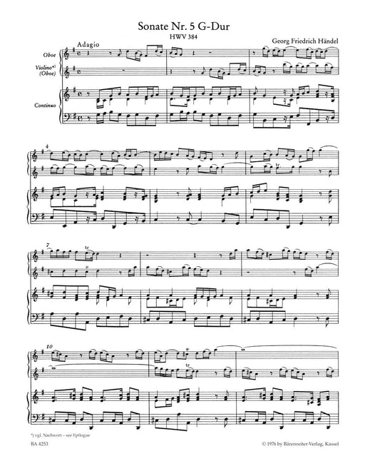 six Sonaten für Oboe, Violine (Oboe) und Basso continuo (Heft 3) 韓德爾 雙簧管 小提琴 騎熊士版 | 小雅音樂 Hsiaoya Music