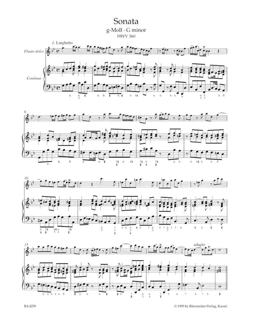 Sämtliche Sonaten für Blockflöte und Basso continuo 韓德爾 騎熊士版 | 小雅音樂 Hsiaoya Music