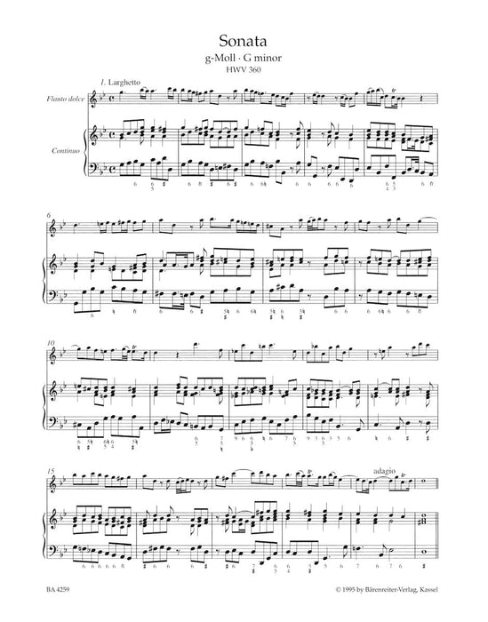 Sämtliche Sonaten für Blockflöte und Basso continuo 韓德爾 騎熊士版 | 小雅音樂 Hsiaoya Music