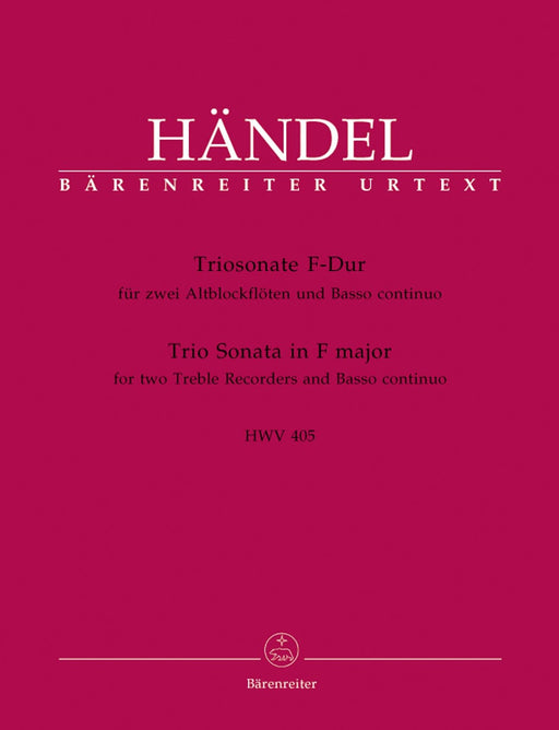Triosonate für zwei Altblockföten und Basso continuo F-Dur HWV 405 韓德爾 三重奏 騎熊士版 | 小雅音樂 Hsiaoya Music