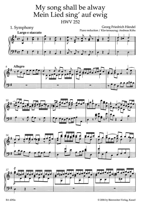 My song shall be alway HWV 252 韓德爾 騎熊士版 | 小雅音樂 Hsiaoya Music