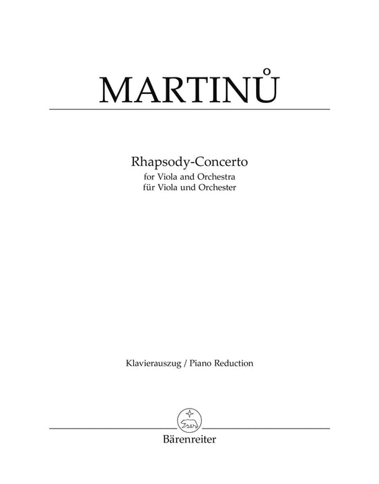Rhapsody-Concerto for Viola and Orchestra (1952) 馬悌努 狂想曲協奏曲 中提琴 管弦樂團 騎熊士版 | 小雅音樂 Hsiaoya Music