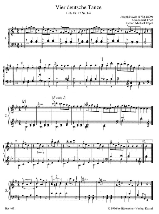 Easy Piano Pieces and Dances 海頓 鋼琴 小品 舞曲 騎熊士版 | 小雅音樂 Hsiaoya Music