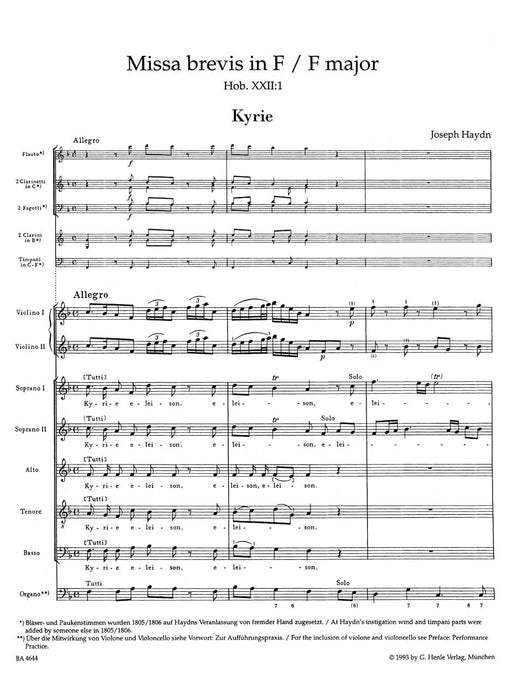 Missa brevis F major Hob. XXII:1 海頓 騎熊士版 | 小雅音樂 Hsiaoya Music