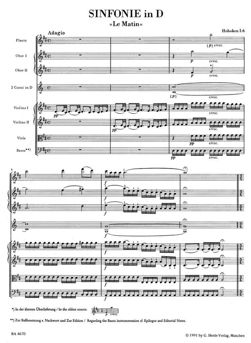 Symphony Nr. 6 D major Hob. I:6 "Le Matin" 海頓 交響曲 騎熊士版 | 小雅音樂 Hsiaoya Music