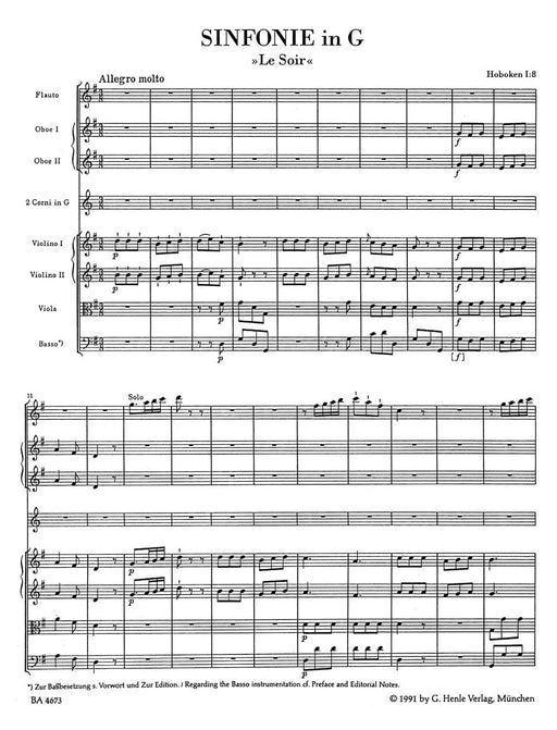 Symphony Nr. 8 G major Hob.I:8 "Le Soir" -With 2 violino concertato- With 2 Violins concertato 海頓 交響曲 小提琴 音樂會 騎熊士版 | 小雅音樂 Hsiaoya Music