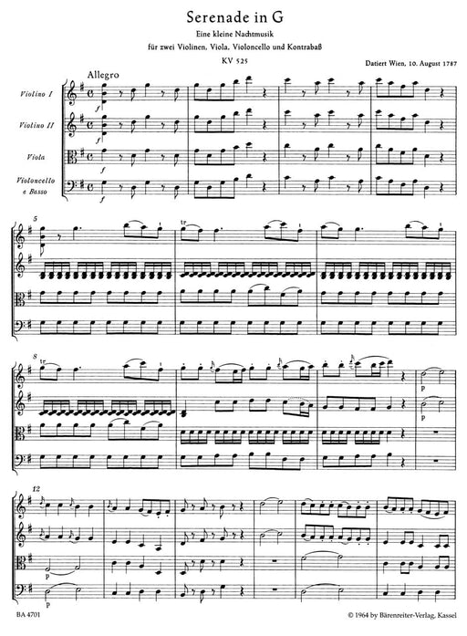 Eine kleine Nachtmusik for Strings G major K. 525 莫札特 弦樂小夜曲 弦樂 騎熊士版 | 小雅音樂 Hsiaoya Music