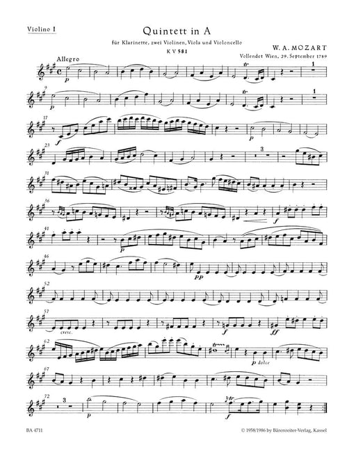 Quintet for Clarinet, two Violins, Viola and Violoncello A major K. 581 "Stadler Quintet" 莫札特 五重奏 豎笛 小提琴 中提琴 大提琴 五重奏 騎熊士版 | 小雅音樂 Hsiaoya Music