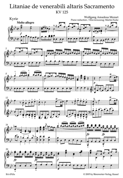 Litaniae de venerabili altaris Sacramento B-flat major K. 125 莫札特 騎熊士版 | 小雅音樂 Hsiaoya Music