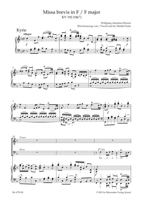 Missa brevis F major K. 192 (186f) 莫札特 騎熊士版 | 小雅音樂 Hsiaoya Music