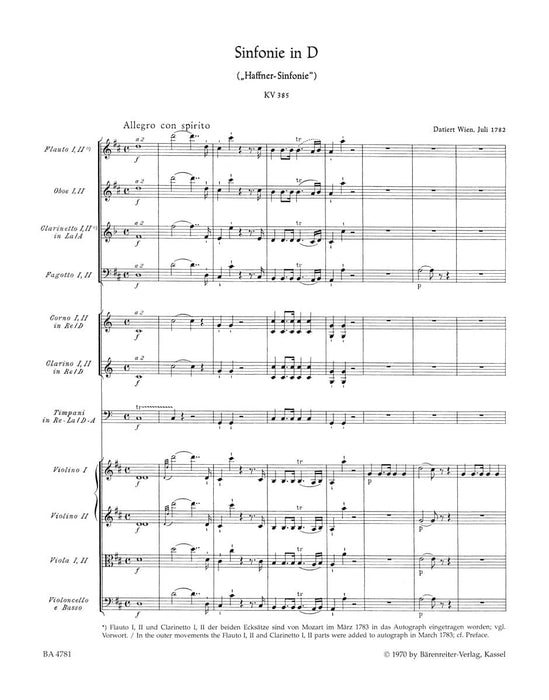 Symphony Nr. 35 D major K. 385 "Haffner Symphony" 莫札特 交響曲 騎熊士版 | 小雅音樂 Hsiaoya Music