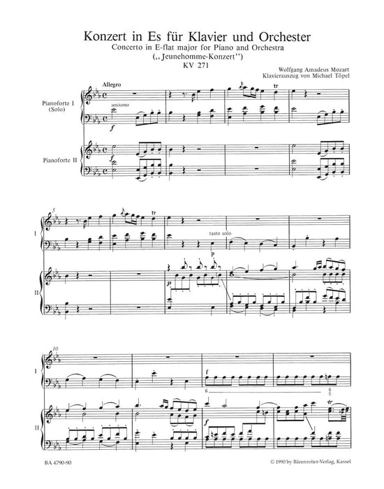 Concerto for Piano and Orchestra Nr. 9 E-flat major K. 271 "Jeunehomme" 莫札特 協奏曲 鋼琴 管弦樂團 騎熊士版 | 小雅音樂 Hsiaoya Music