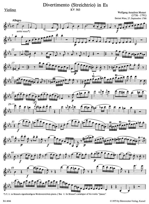 Divertimento für Violine, Viola und Violoncello Es-Dur KV 563 莫札特 嬉遊曲 小提琴 中提琴 大提琴 騎熊士版 | 小雅音樂 Hsiaoya Music