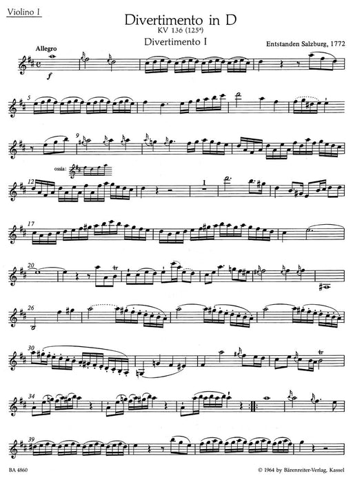 Three Divertimenti for String Quartet K. 136-138 (125a-c) 莫札特 嬉遊曲 弦樂四重奏 騎熊士版 | 小雅音樂 Hsiaoya Music
