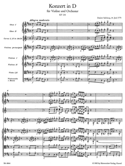 Concerto for Violin and Orchestra Nr. 2 D major K. 211 莫札特 協奏曲 小提琴 管弦樂團 騎熊士版 | 小雅音樂 Hsiaoya Music