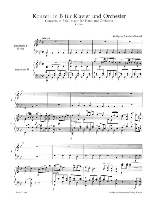 Concerto for Piano and Orchestra Nr. 27 B-flat major K. 595 莫札特 協奏曲 鋼琴 管弦樂團 騎熊士版 | 小雅音樂 Hsiaoya Music